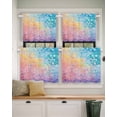 thumbnail image 2 of Green Yellow Pink Short Blackout Curtains 45 Inch Long Texture Sense Turquoise Oil Painting Abstract Rod Pocket Kitchen Curtains, 2 Panels Thermal Insulated Room Drapes for Bedroom, 42"W x 45"L, 2 of 5