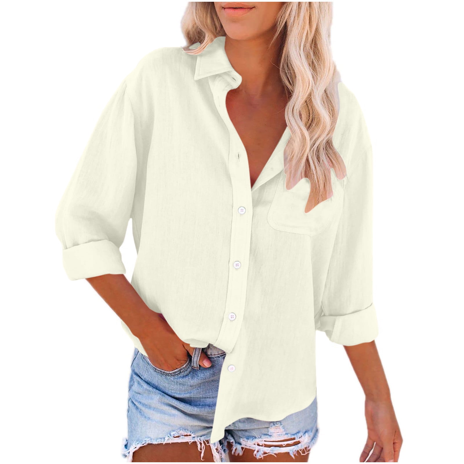 Blouse et Chemises pour Femmes Manches Longues Chemises Boutonnées