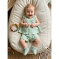 thumbnail image 5 of Loicainy Toddler Baby Girl Summer Outfit 6 12 18 24 Months 2T 3T 4T Casual Decorative Flower Design Sleeveless Tops and Shorts 2 Pcs Clothes Set, 5 of 9
