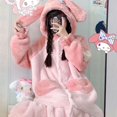 thumbnail image 1 of 2024-2022 Winter Kawaii Sanrio Pajamas Animation Kuromi Cinnamoroll My Melody Facecloth Plush Warm And Comfortable Pajama Pants Set, 1 of 3