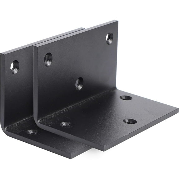 The Black Corner Brackets Heavy Duty - Thickness 4.9mm, 5" x 3" L Angle Iron Steel Braces - Metal Joint for Timber Wood Furniture Connector