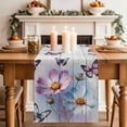 thumbnail image 2 of Table Runner 90 Inches Long for Kitchen Dining, Pink Blue Floral Dresser Scarf Farmhouse, Dining Table Decorations for Wedding/Parties, Butterflies Vintage Oil Painting Wooden 13 x 90 In, 2 of 8