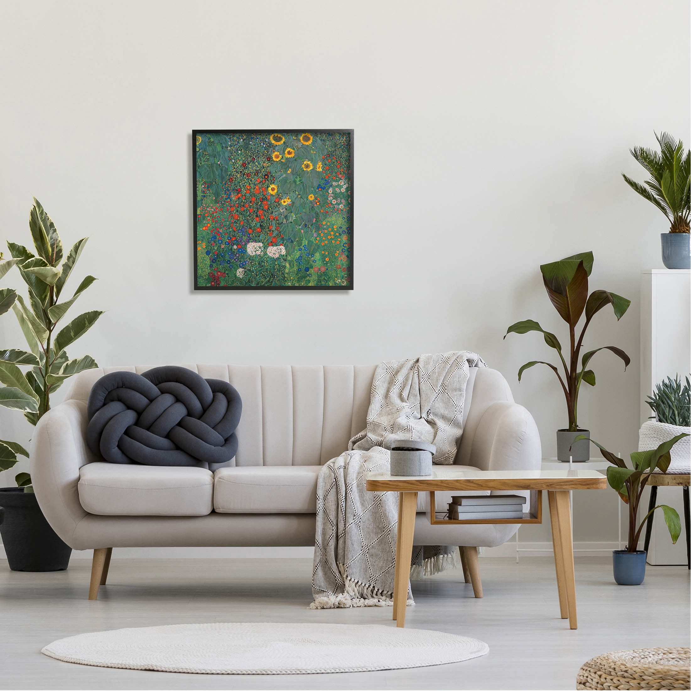 Stupell Industries Modern Flower Garden Collage Graphic Art Black Framed Art Print Wall Art, Design by Gustav Klimt