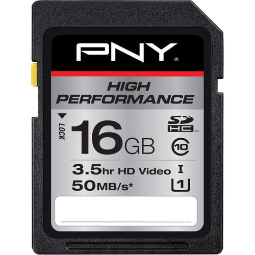 PNY Performance SDHC Flash Memory Card 16GB Class 10