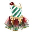 thumbnail image 2 of Yartina Kids Girls Striped Sequins Ballet Tutu Dance Dress Sleeveless Christmas Candy Cane Costume Green 4, 2 of 5
