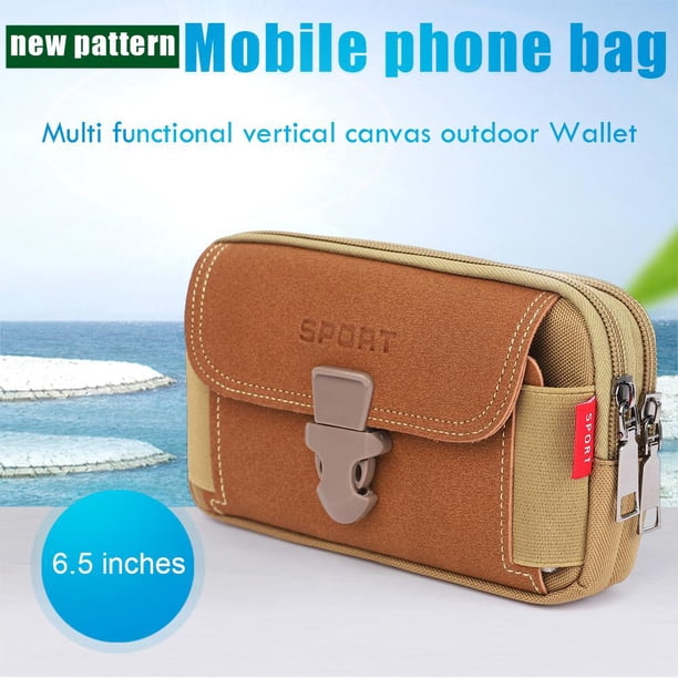 Bolsa Riñonera de lona para hombre, 3 uds., monedero para teléfono, cinturón con cremallera, riñonera (estilo 2 caqui) Tmvgtek Para estrenar