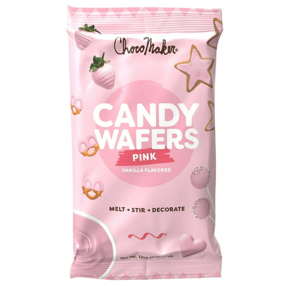 (3 pack) ChocoMaker Pink Vanilla Flavored Candy Wafers, 12oz (340g), Gluten Free, Wheat Free pack of 1