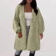 thumbnail image 2 of Women's Plus Size Mid-Length Cardigan, Oversized Sweater Coat with Open Front, Soft Stretchy Long Sleeve Fall Winter Fashion, Comfortable Loungewear and Layering Essential Light Green L, 2 of 5