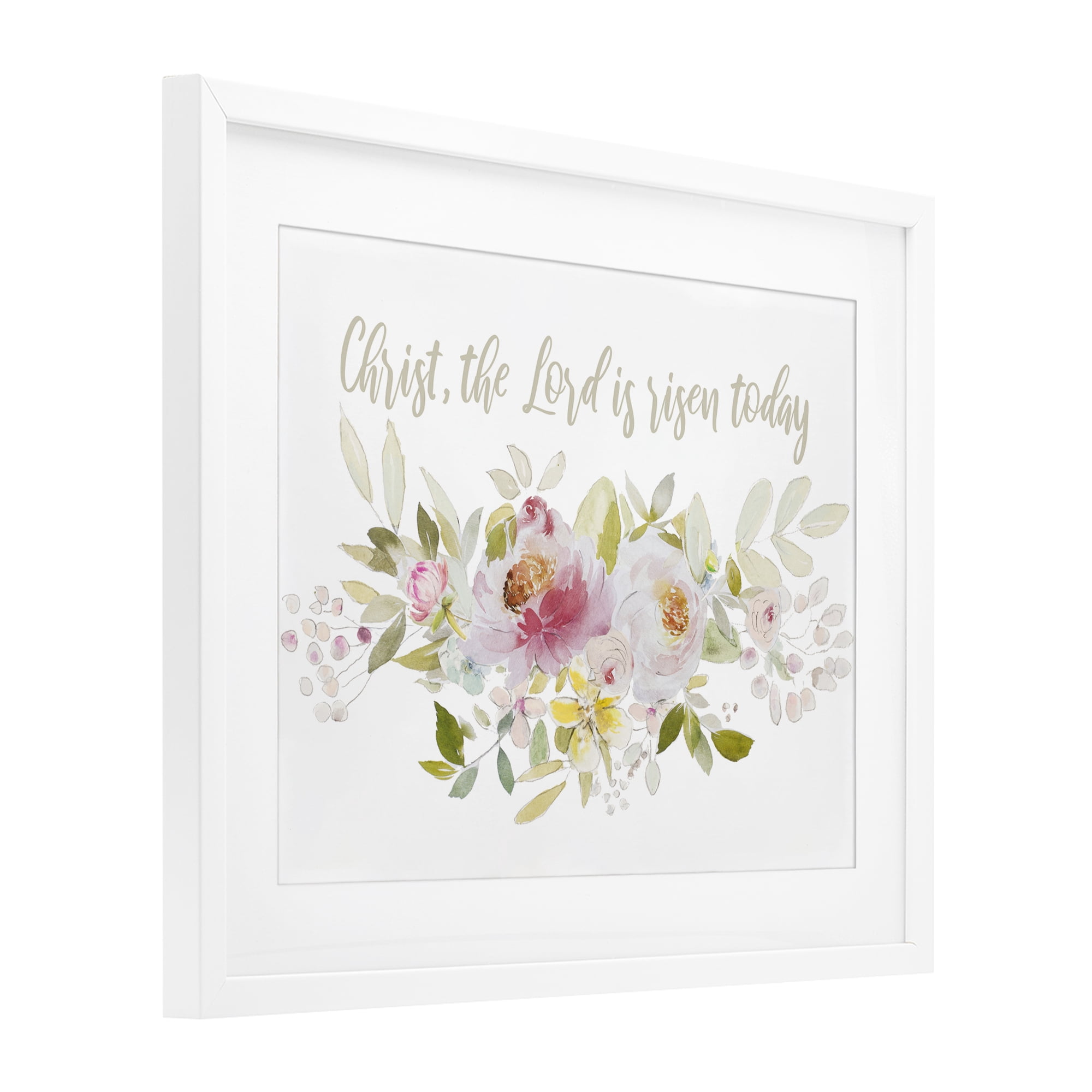 Stupell Industries The Lord Is Risen Florals White Framed Print Under Glass, design by Patricia Pinto