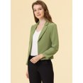 thumbnail image 2 of Chaqueta abierta de la chaqueta del traje de la cosecha del trabajo de la oficina del frente de las mujeres Aguacate Verde-Sólido S, 2 of 5