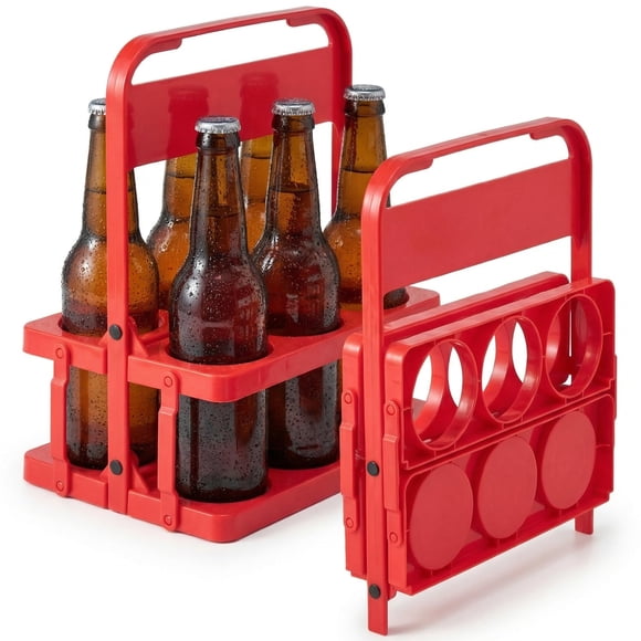 Portavasos plegable Li & Zhao para 12 vasos, 2 unidades, rojo