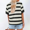 thumbnail image 5 of Olyvenn Womens Summer Tops Casual Color Block Striped Short Sleeve Shirts Crewneck T Shirts Loose Basic Tee Blouses for Women Black XL, 5 of 9
