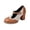 Brown, variant on Women's Two Tone Polka Dot T-Strap Mary Jane Heels,1950s Vintage Brogue Wingtip Chunky Block Heel Oxford Pumps,Round Closed Toe Lolita Dress Shoes for Office & Party & Daily Wear White 5
