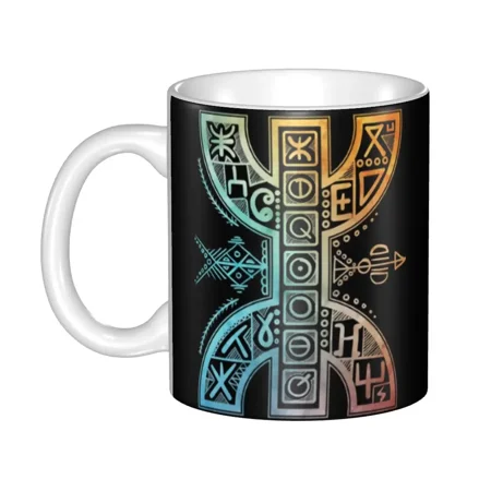 

Kabyle Jewelry Coffee Mug DIY Customized Amazigh Geometric Ceramic Creative Gift Outdoor Work Camping Cups And s
