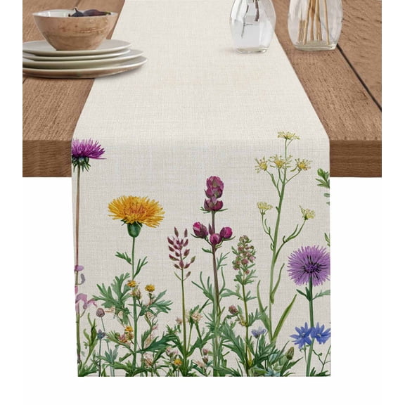 Hokiten Table Runners 72 Inches Long Dress Scarves, Spring Summer Flowers Farmhouse Kitchen/Dining Table Runner, Coffee Tablerunners, Farmhouse Floral Botanical Rustic 16x72 Inch