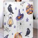thumbnail image 1 of Manta para sofá cama de 60 x 90 pulgadas, decoración de Halloween morada, mantas de franela suaves y acogedoras, mantas de forro polar con sombrero de bruja, calabazas, mantas y mantas decorativas, 1 of 7