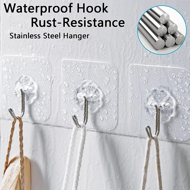 Adhesive Hooks for Hanging Heavy Duty,12 Pack Adhesive Wall Hooks  13lb(Max),Sticky Hooks Waterproof, Wall Hangers Without Nails, Kitchen  Hooks