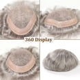 thumbnail image 7 of Men's Toupee Straight Human Hair System #580 Gray Breathable Mono and PU Skin Male Hair Prosthesis, 7 of 7