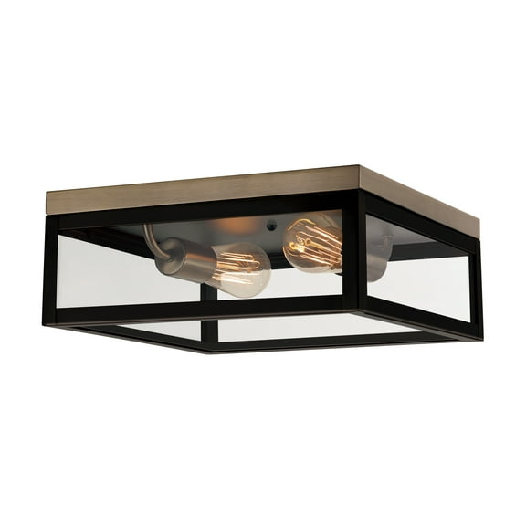 Globe Electric Verona 2-Light Dark Bronze Flush Mount Ceiling Light with Clear Glass Panes, 65919