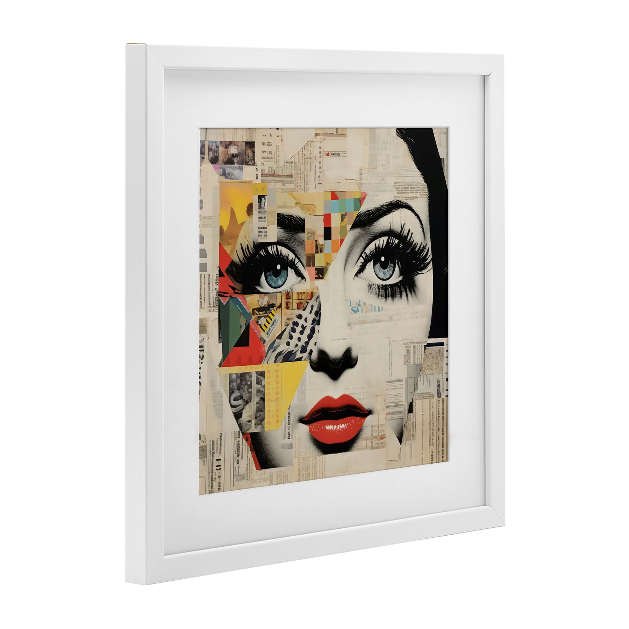 Stupell Industries Fashion Collage Pop Portrait White Framed Print Under Glass, design by Creative Studio