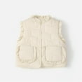 thumbnail image 4 of Chaqueta cálida sin mangas con botones de color liso para niños, chaqueta informal con capucha, blusa de poliéster para niños, 4 of 7