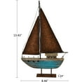 thumbnail image 6 of Wood Sailboat Decor Nautical Decoration, 13.43" H Sail Boat Decor Display Rustic Nautical Beach Theme Room Decor Nautical Tabletop Decor for Living Room Bathroom Home Decor (Blue), 6 of 7