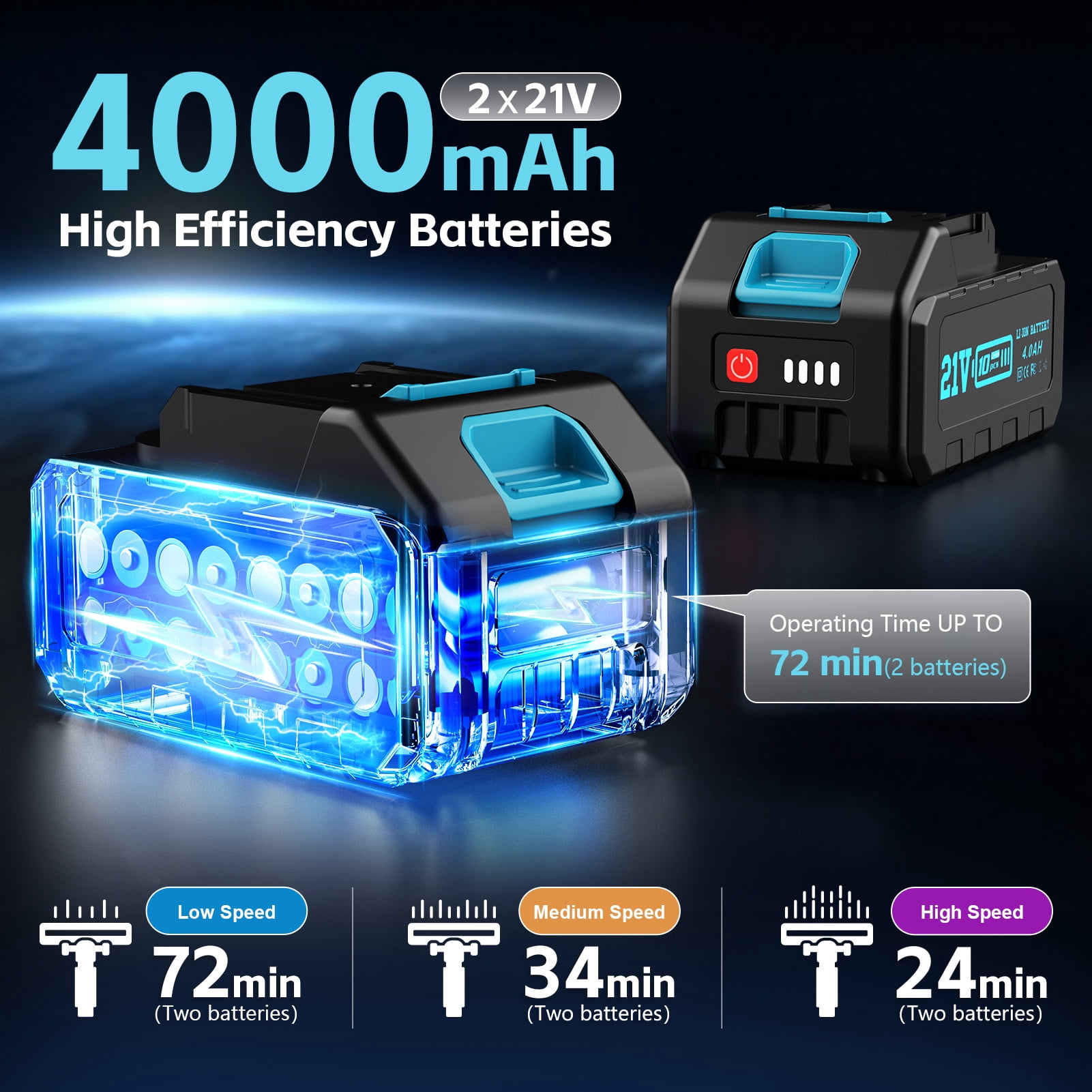 Amiluo Cordless Vacuum Cleaner, 700W 60KPA 72mins Brushless Vacuum Cleaners for Home, 8000mAh large Battery Stick Vacuum with Hepa Filter, 6 in 1 Handheld Vacuum for Pet Hair/Carpet/Hard Floor, V1-1