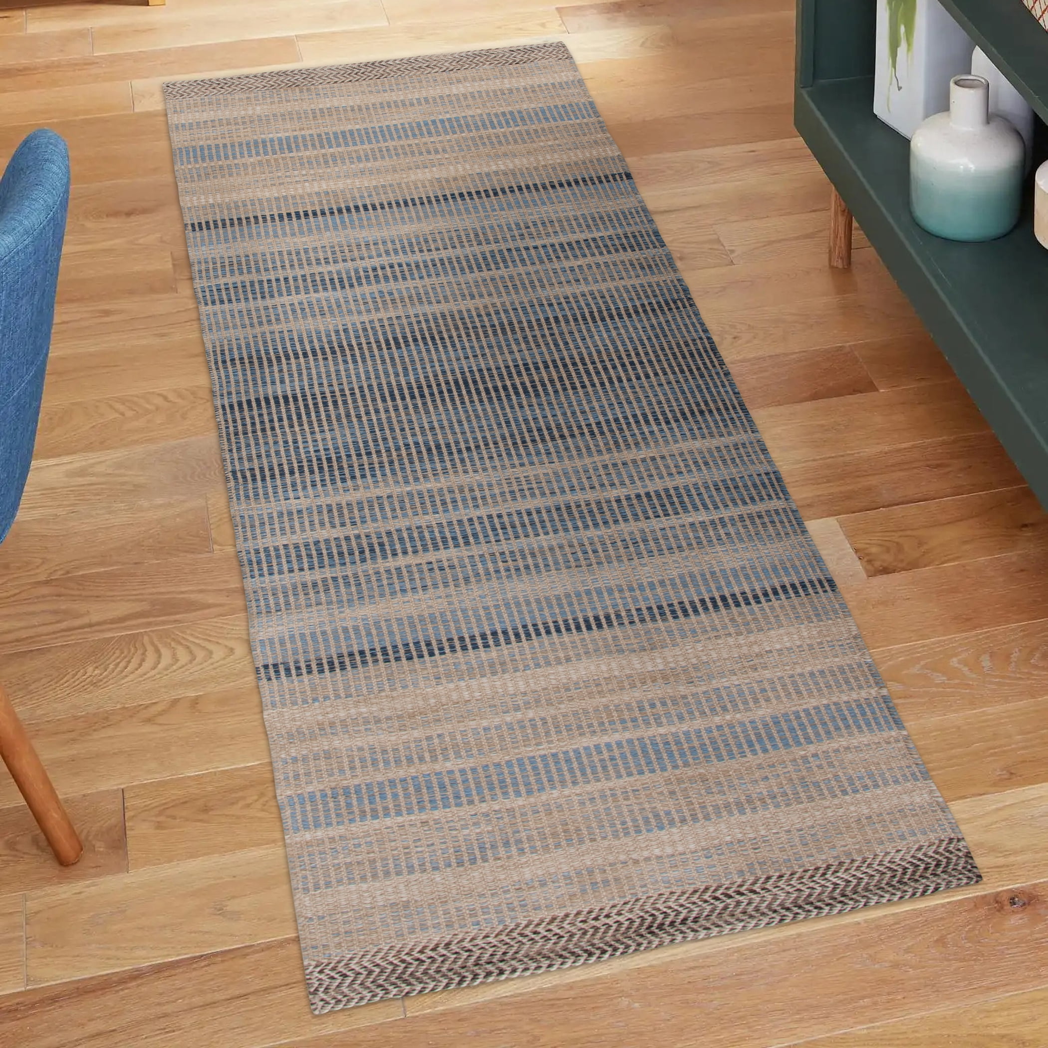 Better Homes & Gardens Blue Striped Lisa Runner Rug, 2'6"x8'