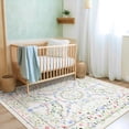 thumbnail image 4 of 6x9 Area Rug Living Room Rugs - Washable Vintage Floral Soft Thin Large Rug Indoor Floor No Slip Rug Carpet for Bedroom Under Dining Table Home Office Decor - BeigeWhite, 4 of 6
