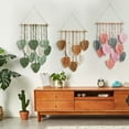 thumbnail image 2 of Tapiz de pared de macramé con hojas de ckepdyeh, estilo bohemio, para decoración del hogar, tejido estético, para habitación del hogar, decoración de boda, color caqui, 2 of 8