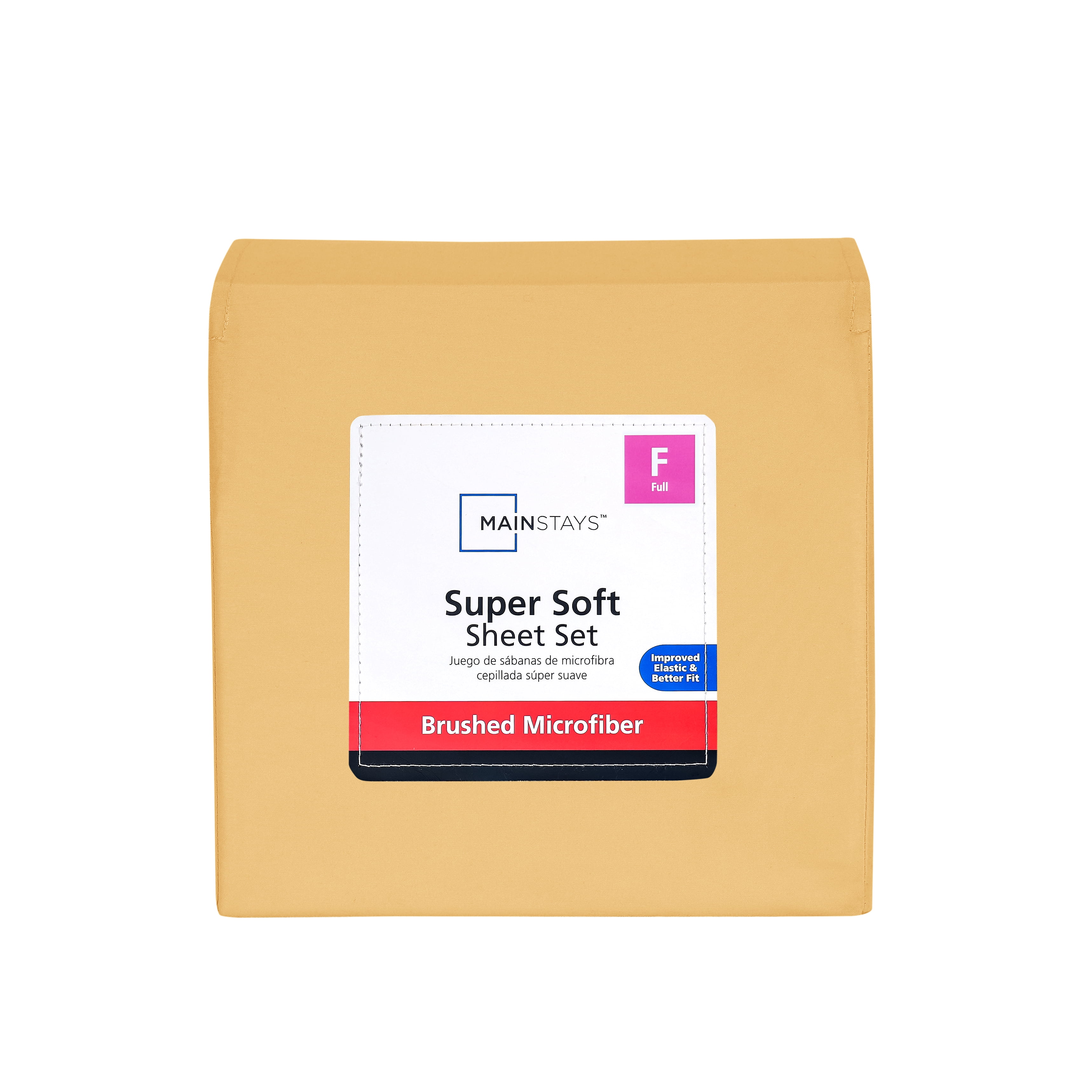 Mainstays Super Soft Brushed Microfiber Bed Sheet Set, Golden Mustard, Full, 4 Piece