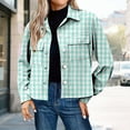 thumbnail image 2 of Vinsonshop Women's Corduroy Jacket Shacket Women Plaid Jacket Women Womens Cropped Jacket Cropped Button Down Shirts for Women Cropped Coat Cropped Jacket Women Light Green M, 2 of 5
