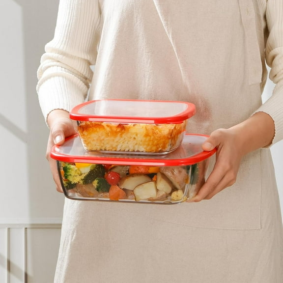 2-Piece Deep Glass Baking Dish Set with BPA-Free Lids, Oven, Dishwasher & Microwave Safe