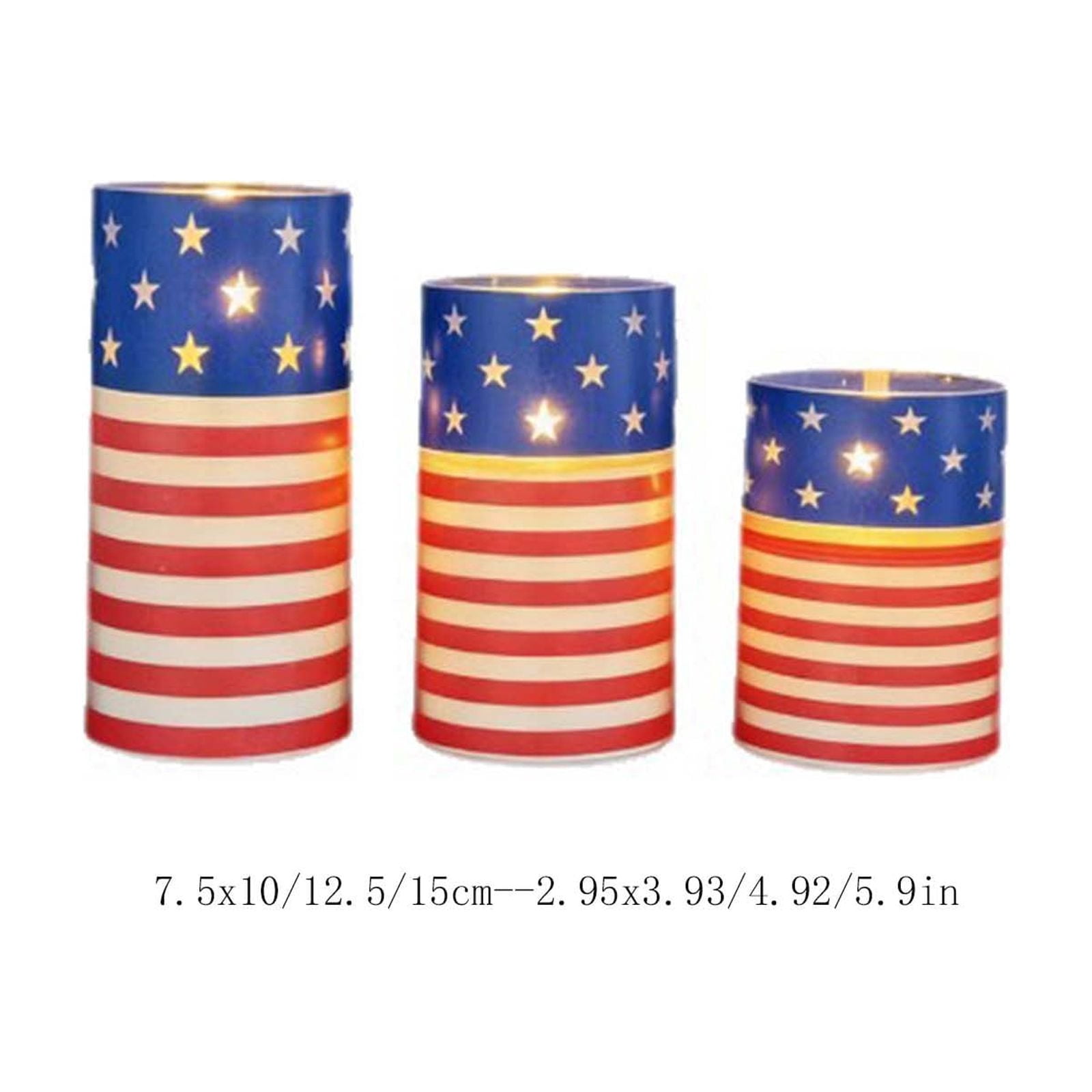 geerera 3Pcs 4th of July Patriotic LED Flameless Candles with Remote, USA Flag Electronic Candle Lights Set for Independence Day, Memorial Day & Patriotic Events Decor