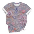 thumbnail image 3 of Cilsoka Trendy Shirts for Women Short Sleeve, Womens Summer Short Sleeve Tops Floral Printed T Shirts Casual Basic Graphic Tees, Floral Print Tshirts, 3 of 5