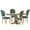 Dark Teal/Natural, variant on Noble House Dason Fabric and Wood 5 Piece Dining Set, Dark Blue Stripe and Natural