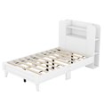 thumbnail image 5 of Twin Size Platform Bed Frame with Storage Headboard,Multiple Storage Shelves on Both Sides,White, 5 of 7