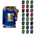 thumbnail image 1 of Mardi Gras Chemises à Manches Longues pour Femmes 2026 Mode Denim Patchwork Col à Revers Chandail en Molleton Graphique, 1 of 2