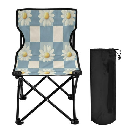 BZSMCE Camping Chairs Modern Daisy Delight on Blue Pattern Folding chair