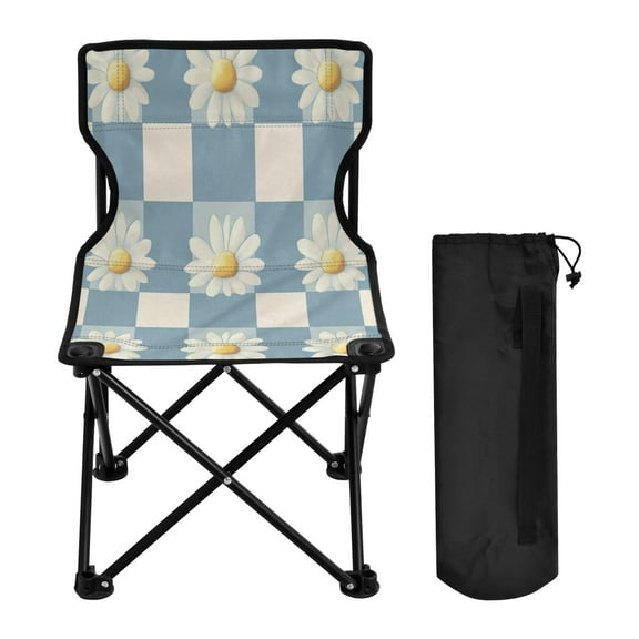 BZSMCE Camping Chairs Modern Daisy Delight on Blue Pattern Folding chair