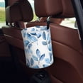 thumbnail image 5 of Round Car Trash Can 7×5.9in Waterproof, Durable, Not Easy To Fade, Easy To Install And Disassemble To Prevent Interior Pollution Watercolor Light Blue Leaves, 5 of 7