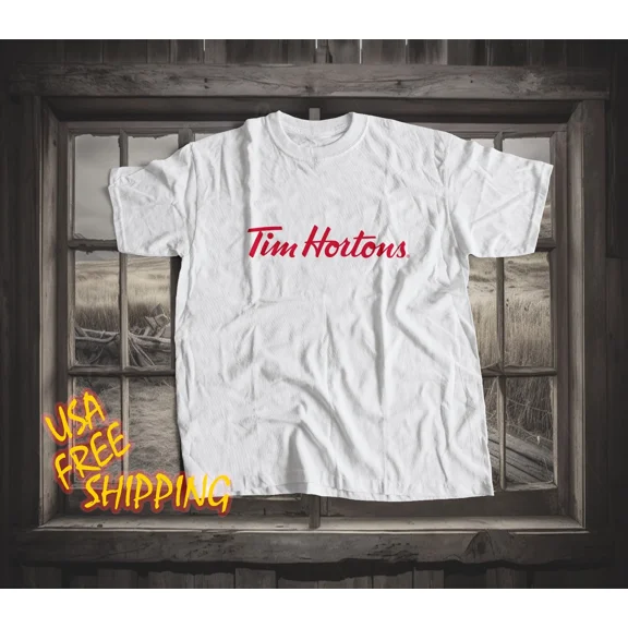 Reprint Rare Tim Hortons Logo Men Funny T-shirt Made In America S to 5XL