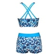thumbnail image 4 of iiniim Girls' Kids 2-Piece Active Dance Sport Outfits Racer Back Top and Booty Short Gymnastics Size 4-14 A Blue 10, 4 of 7