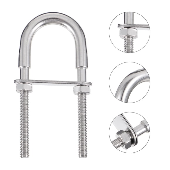 HORIALENCE 2 Pcs Rust Resistant U Bolt Clamp Stainless Steel Hardware Accessories