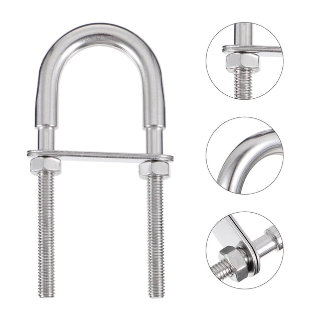 HORIALENCE 2 Pcs Rust Resistant U Bolt Clamp Stainless Steel Hardware Accessories