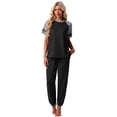 thumbnail image 3 of MINTREUS Lounge Sets for Women Two Piece Pajama Set Short Sleeve Pjs Joggers Long Pants Tracksuit with Pockets, 3 of 7