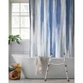 thumbnail image 2 of Split Shower Curtain for Transfer Bench, Blue Gray Fabric Shower Curtains for Bathroom, Modern Simple Abstract White Ombre Texture Tub Sliding Transfer Bench Waterproof Bath Curtains 72"x84", 2 of 9