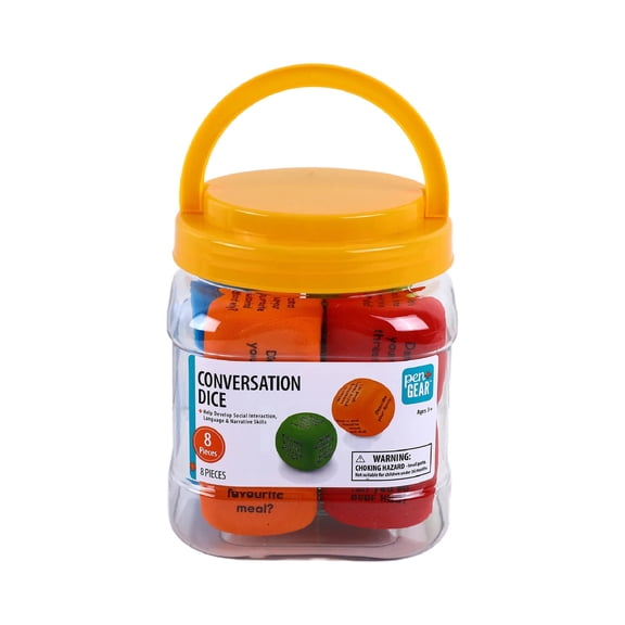 Pen+Gear Conversation Dice Set for Preschool & Elementary Kids, Minimum Recommended Age 3+, 8 Pieces, Interactive Colorful Foam Cubes to Build Communication & Social Skills