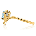 thumbnail image 3 of 14K Solid Yellow Gold Blue Aquamarine Diamond Heart Ring Love Band March Birthstone Jewelry, 3 of 8
