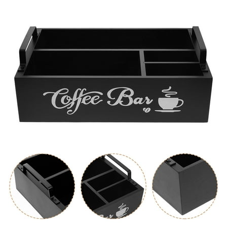 HONMEET Coffee Station Organizer Wooden Black 1Set 11.8x7.8x7.2in